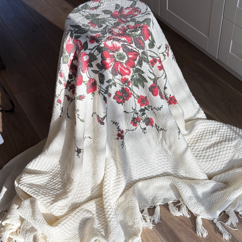 Large Floral Knit Throw Blanket